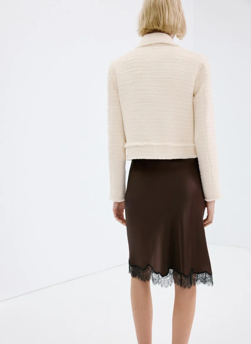 مانجو Tweed jacket with notched lapel collar